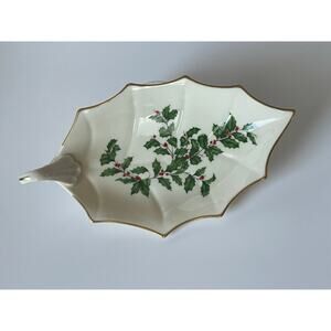 Lenox Holiday DISH Tray Berries Christmas 24K Gold USA